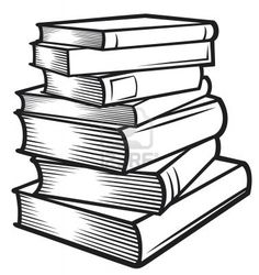 Tall Stack Of Books PNG Black And White - 150107