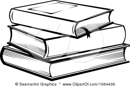 Tall Stack Of Books PNG Black And White - 150113