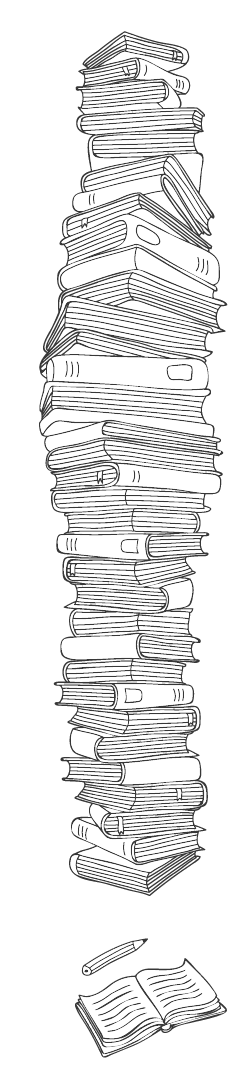 Tall Stack Of Books PNG Black And White - 150118