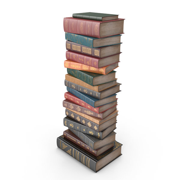 Tall Stack Of Books PNG Black And White - 150123