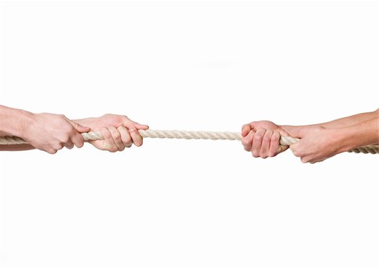 hands tug of war rope