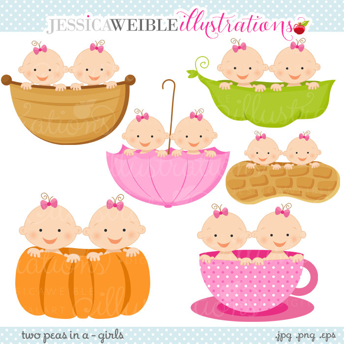 Free baby clipart: twin girls