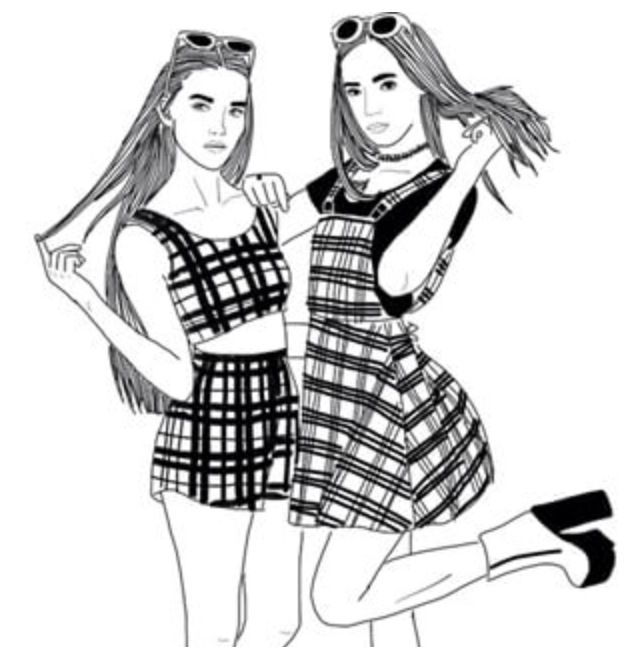 Two Friends PNG Black And White - 152516