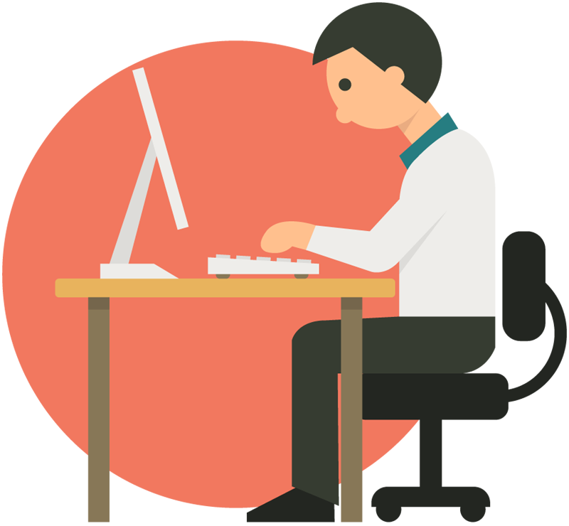Student on computer free icon