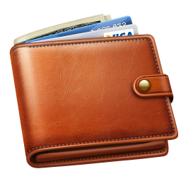 Brown leather wallet PNG imag