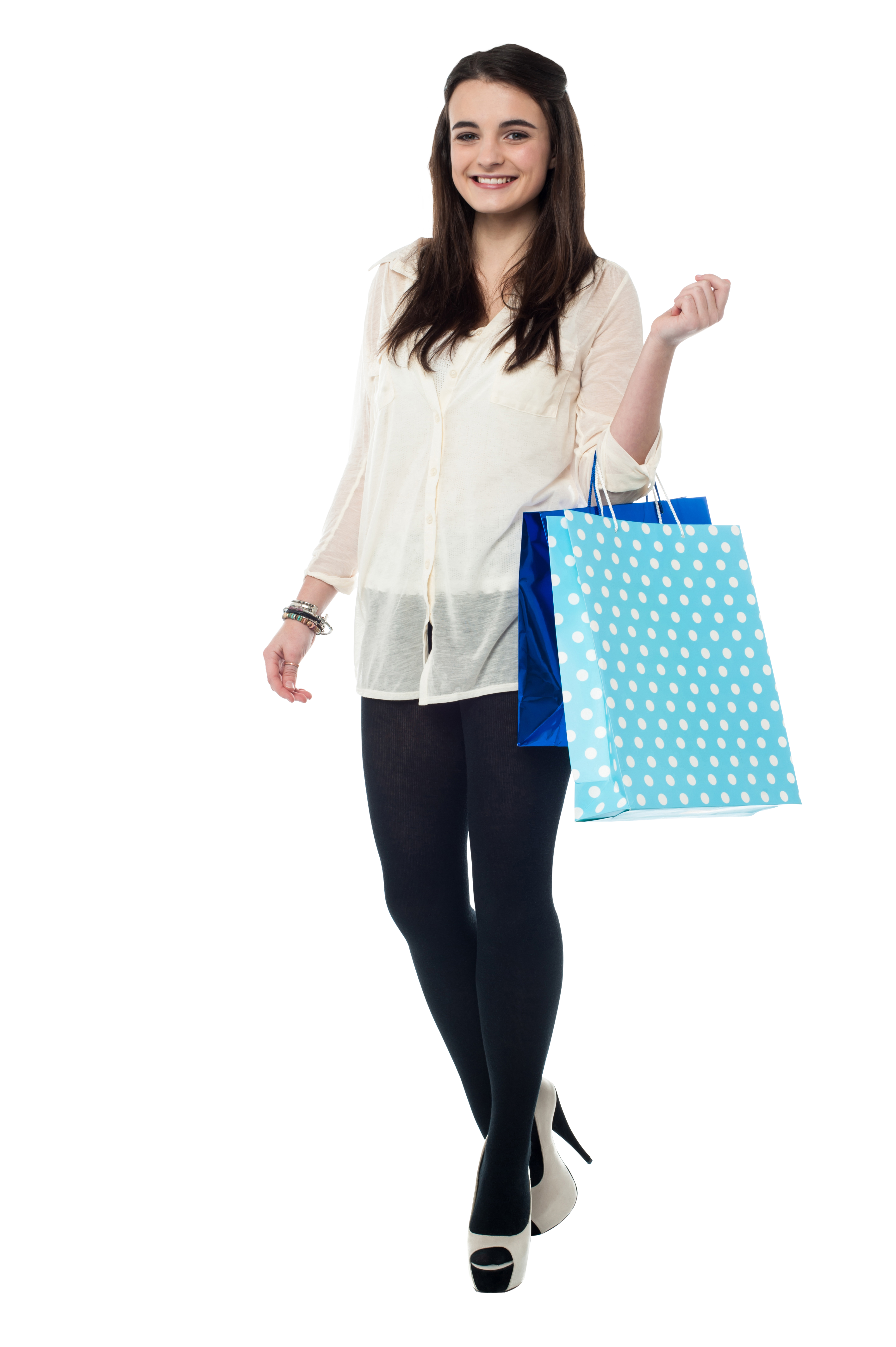 Young standing woman with bag